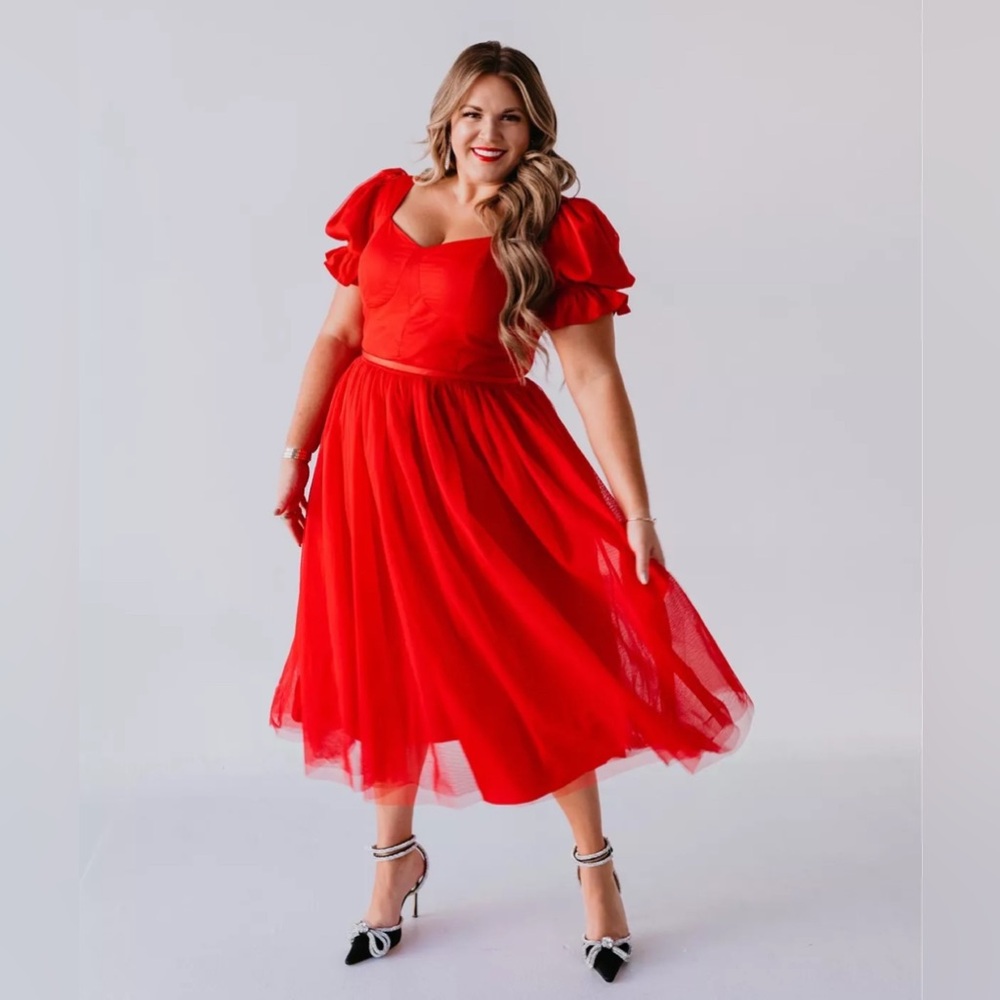 Ivy City Co Red Tulle Full Skirt Ballerina Valentines Dress XL